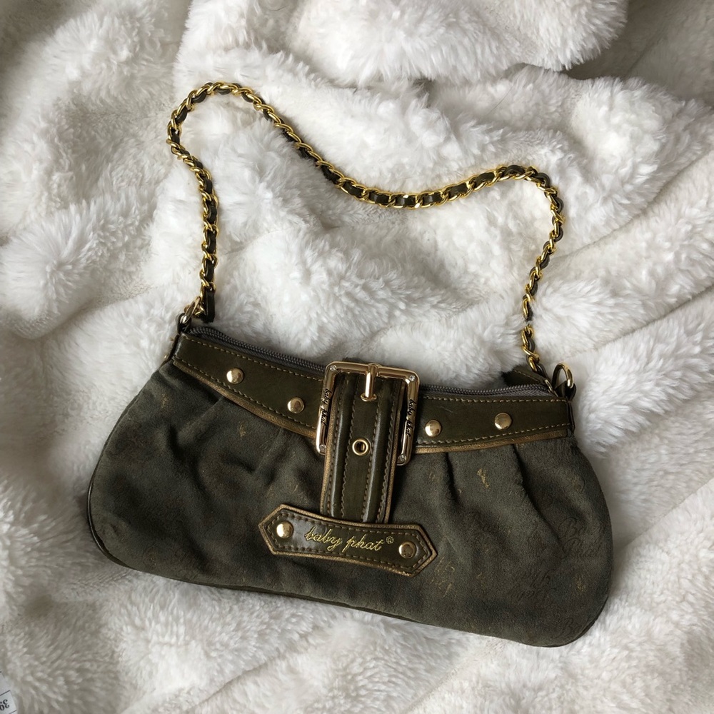 Baby phat army green chain link shoulder bag